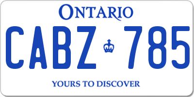 ON license plate CABZ785