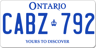 ON license plate CABZ792