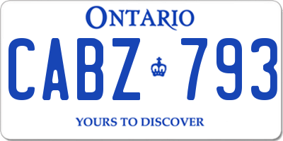 ON license plate CABZ793