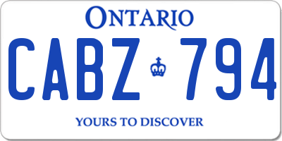 ON license plate CABZ794