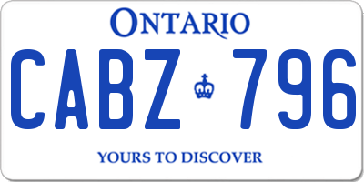 ON license plate CABZ796