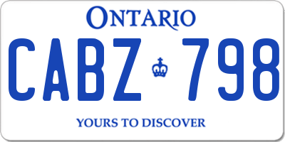 ON license plate CABZ798