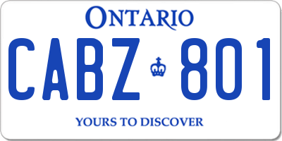 ON license plate CABZ801