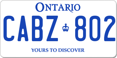 ON license plate CABZ802