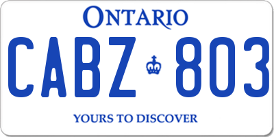 ON license plate CABZ803