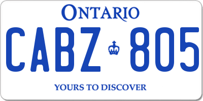 ON license plate CABZ805