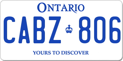 ON license plate CABZ806