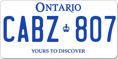 ON license plate CABZ807