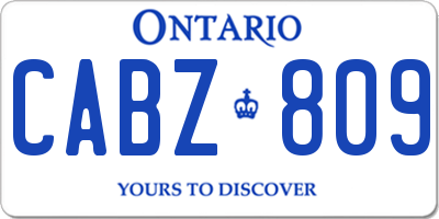 ON license plate CABZ809