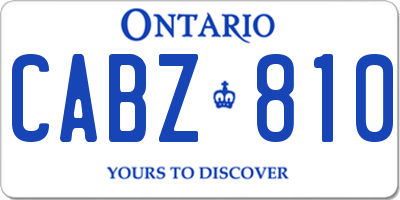 ON license plate CABZ810