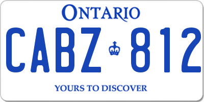 ON license plate CABZ812