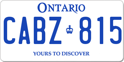 ON license plate CABZ815