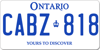 ON license plate CABZ818