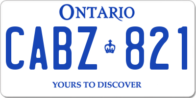 ON license plate CABZ821