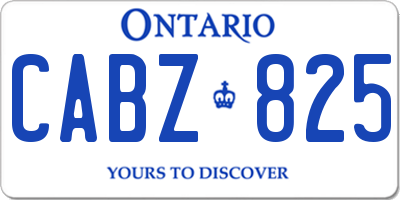 ON license plate CABZ825