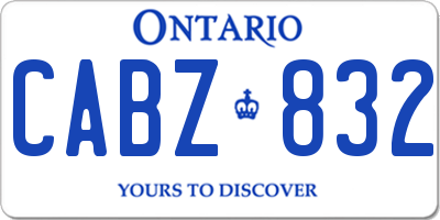 ON license plate CABZ832