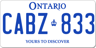 ON license plate CABZ833