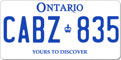 ON license plate CABZ835