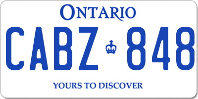 ON license plate CABZ848