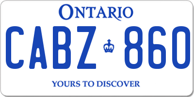 ON license plate CABZ860