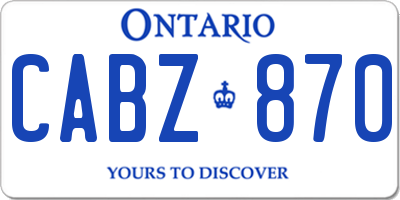 ON license plate CABZ870