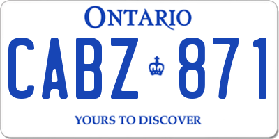 ON license plate CABZ871