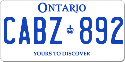 ON license plate CABZ892