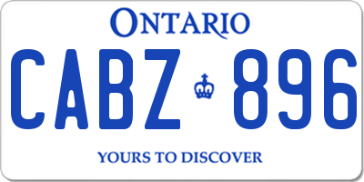 ON license plate CABZ896