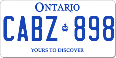 ON license plate CABZ898