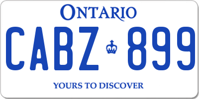 ON license plate CABZ899