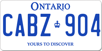 ON license plate CABZ904