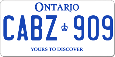 ON license plate CABZ909