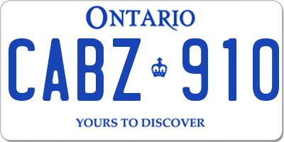 ON license plate CABZ910