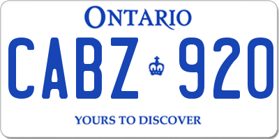 ON license plate CABZ920