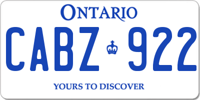 ON license plate CABZ922