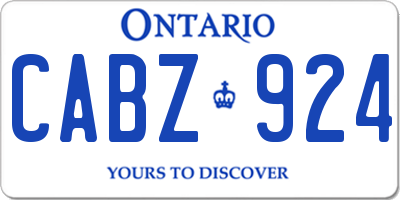 ON license plate CABZ924