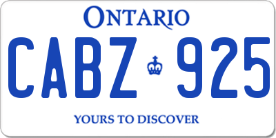 ON license plate CABZ925