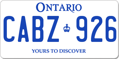 ON license plate CABZ926