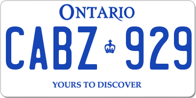 ON license plate CABZ929