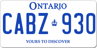 ON license plate CABZ930