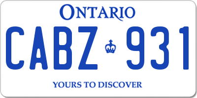 ON license plate CABZ931