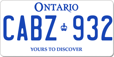 ON license plate CABZ932