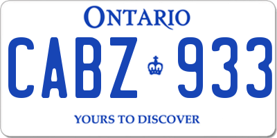 ON license plate CABZ933