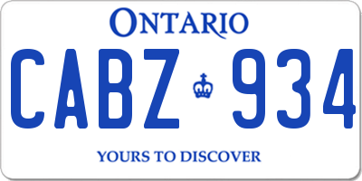 ON license plate CABZ934