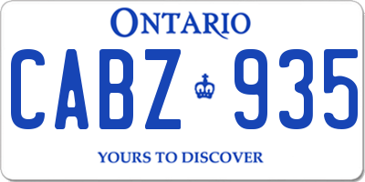 ON license plate CABZ935