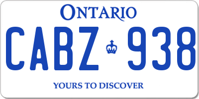 ON license plate CABZ938