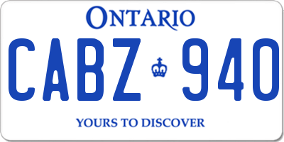 ON license plate CABZ940