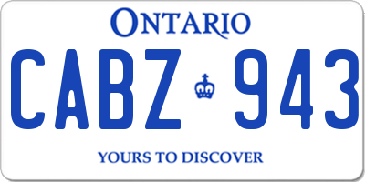 ON license plate CABZ943