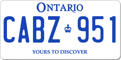 ON license plate CABZ951