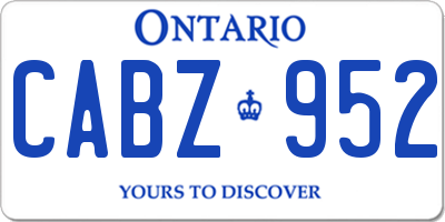 ON license plate CABZ952